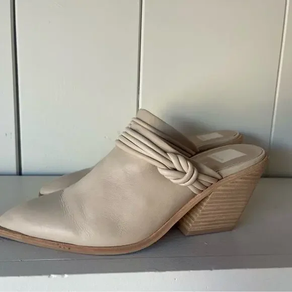NWOT - Dolce Vita - Sita Cream Leather Mules - Picture 8 of 11